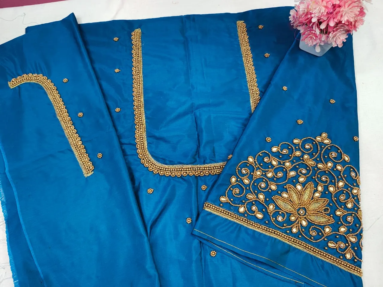 Blue Floral Beads Maggam Blouse at Best Price  Premium Look Everyday Affordability