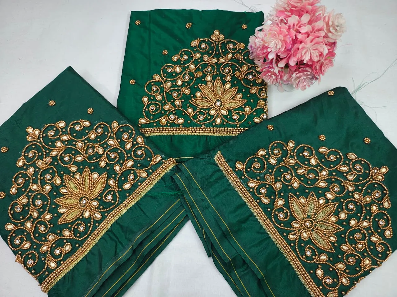 Bottle Green Maggam Work Blouse Under Budget Premium Craft at Best Price - Image 2