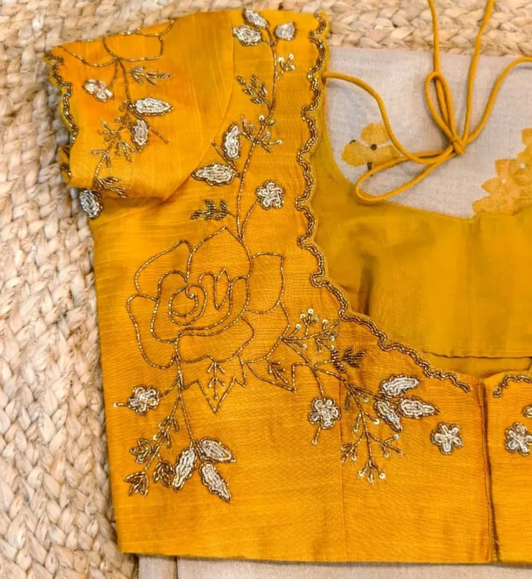 Buy Designer Orange Floral Maggam Work Blouse Online  Exclusive Bridal Collection