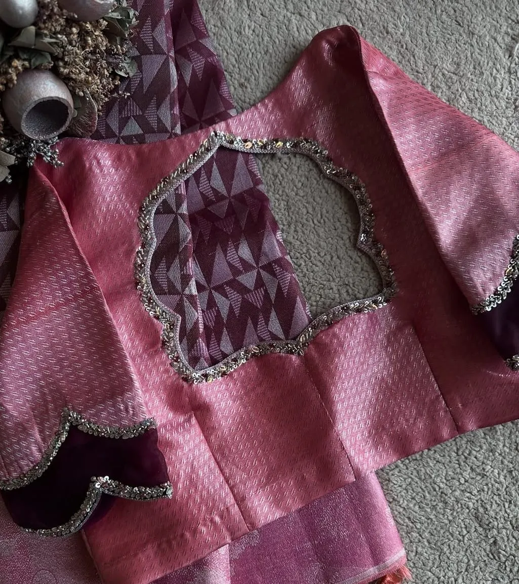 Buy Peach Coffee Brown Net Designer Saree Blouse Online Party Wear Maggam Aari Work