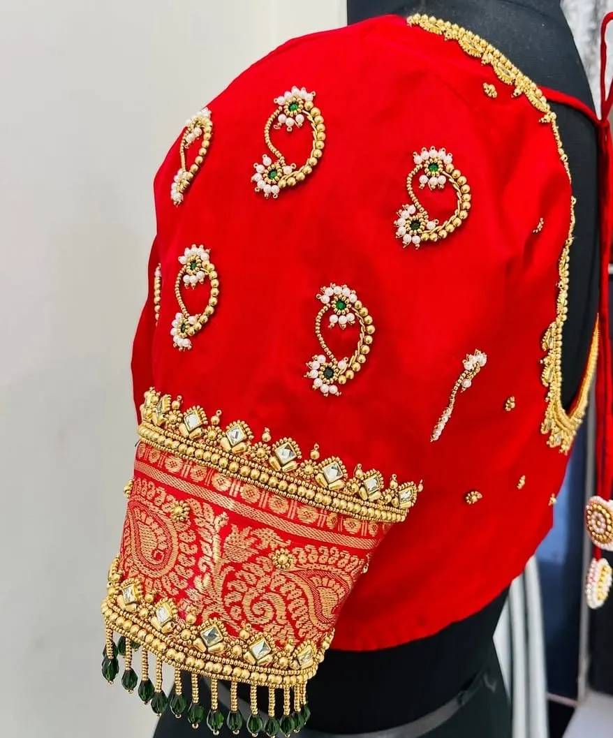 Buy Red Nath Design Maggam Work Blouse Online  Bridal Exclusive