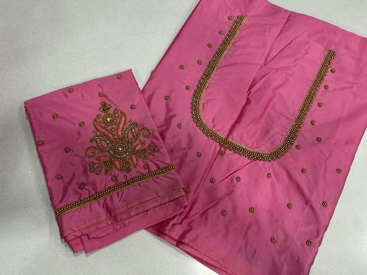 Dazzling Baby Pink Maggam Work Blouse mid LimitedTime Offer - Image 10