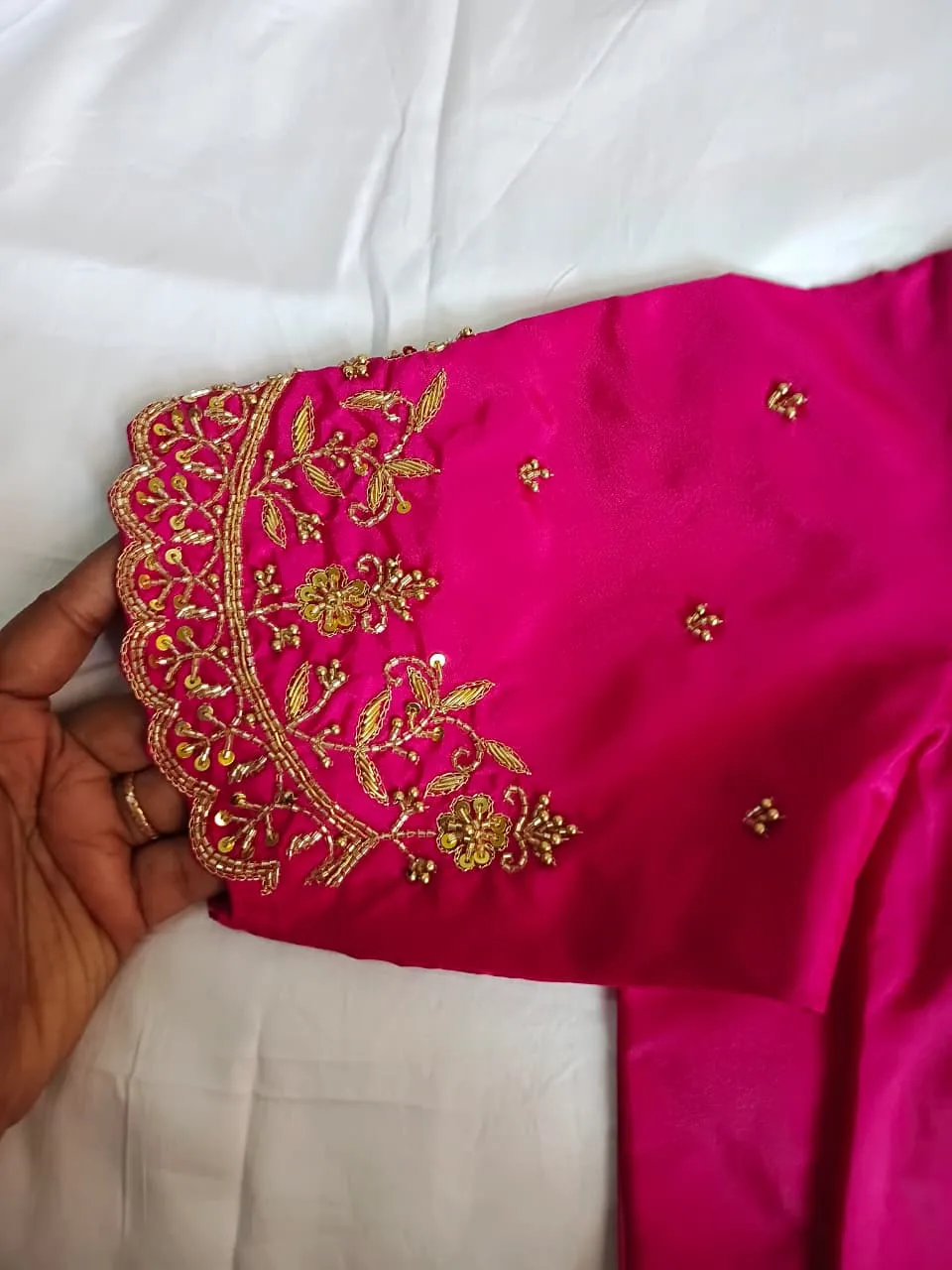 Designer Pink Cutwork Maggam Work Blouse Bridal Festive Wear Collection - Image 2