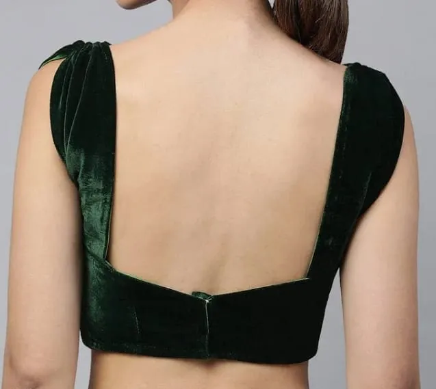 Exclusive Bottle Green Velvet Crop Top Tailored Sweetheart Neck Design  Own This Look
