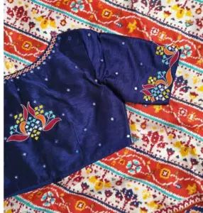 Traditional Bridal Maggam Work Blouse in Blue