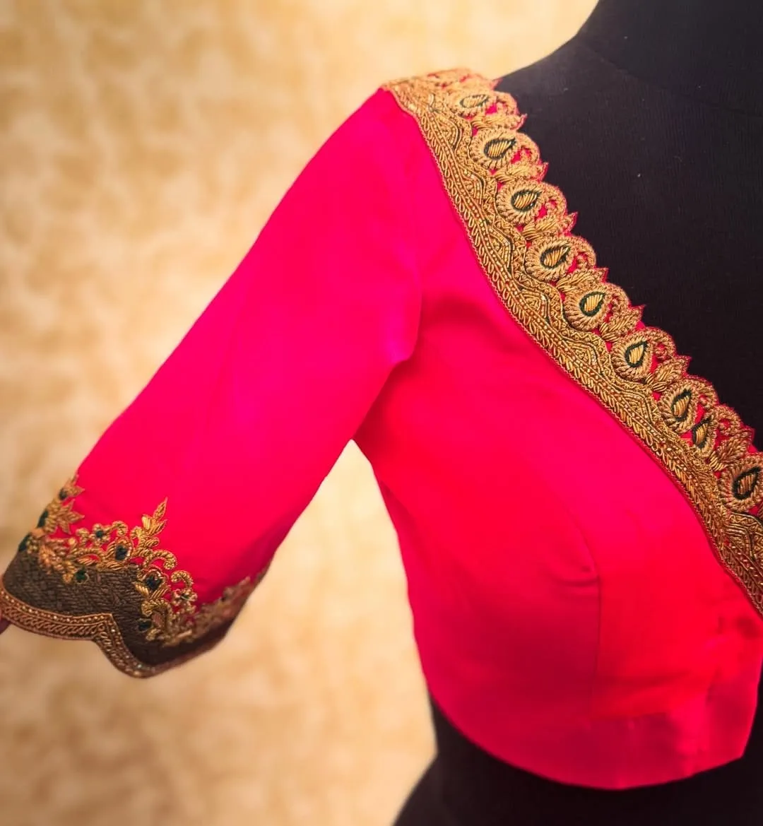 Exclusive Pink Designer Party Wear Blouse  Cutwork Maggam Aari Work Online