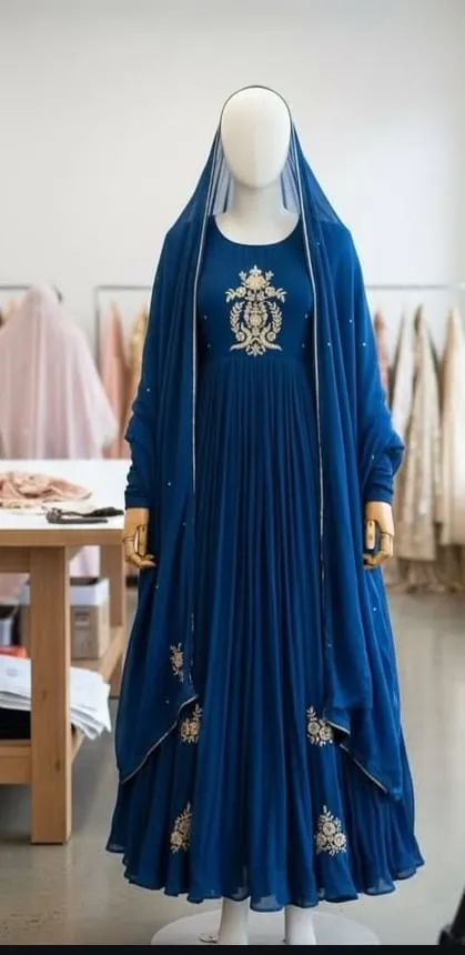 Exquisite Black Maggam Work Anarkali Gown with Embroidered Dupatta  Designer Ethnic Wear