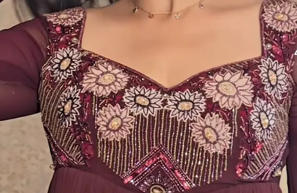 Exquisite Coffee Brown Embroidered Evening Gown Latest Luxe Collection - Image 2