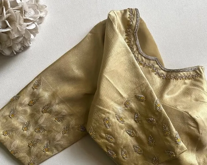 Exquisite Gold Maggam Work Blouses Latest Designer Bridal Collection