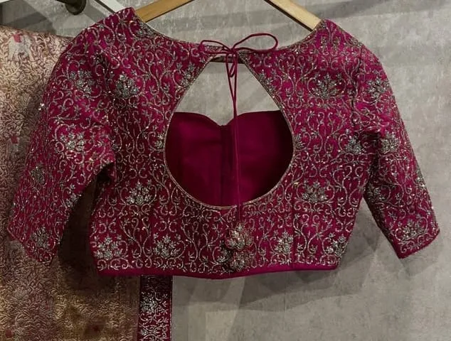 Exquisite Pink Maggam HandEmbroidered Bridal Blouse A Timeless Masterpiece