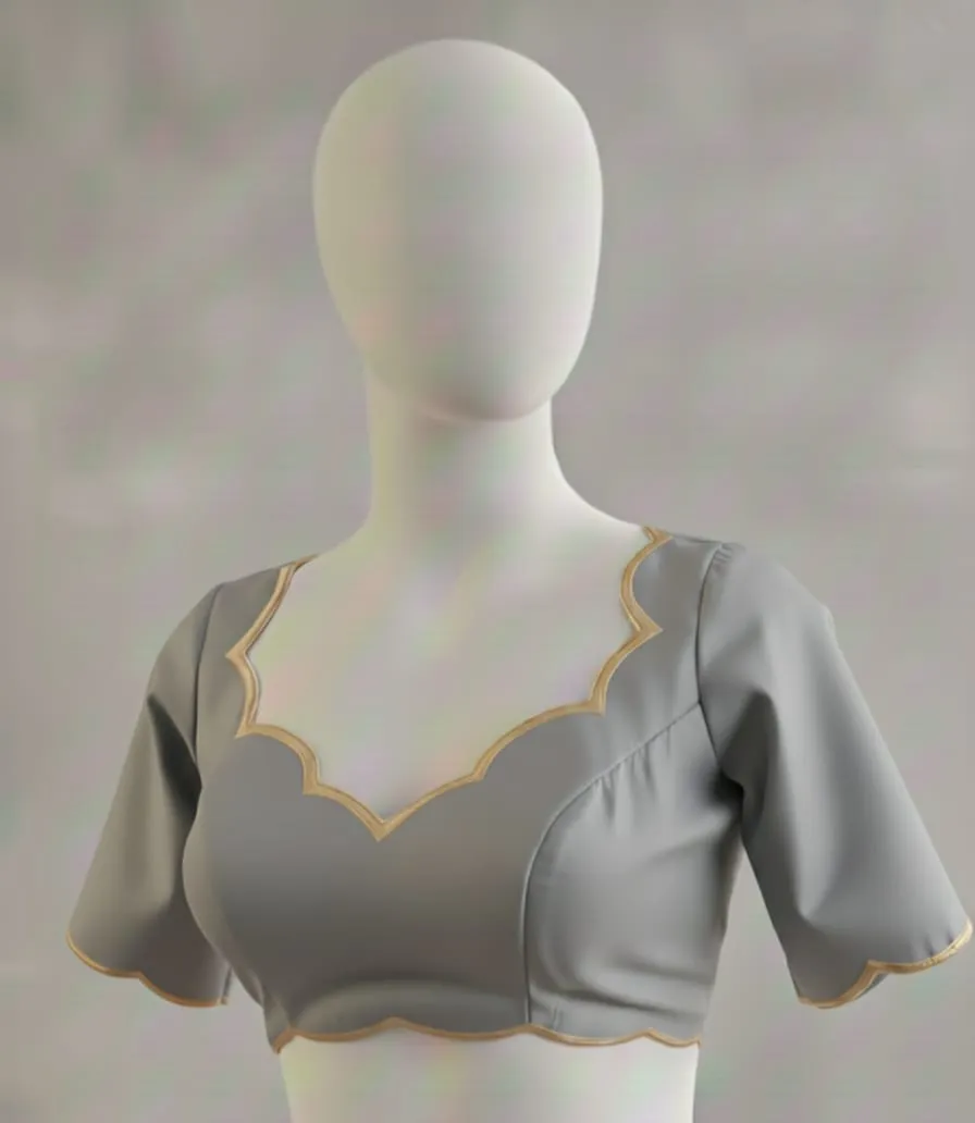 Half White Designer Cutwork Blouse Fancy Ready Made Ethnic Collection - Image 9