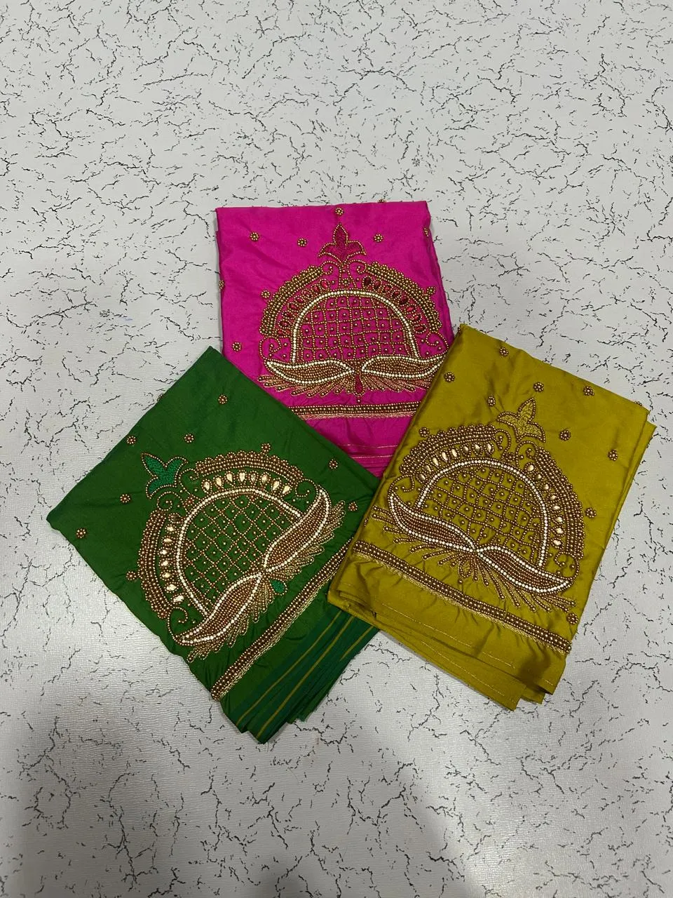 Handcrafted Pink-Green Maggam Blouse – Elegant Design Perfect Fit Affordable Online