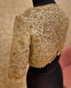 Traditional Bridal Maggam Work Blouse in Gold