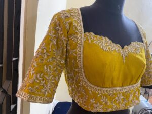 Traditional Bridal Maggam Work Blouse in Gold