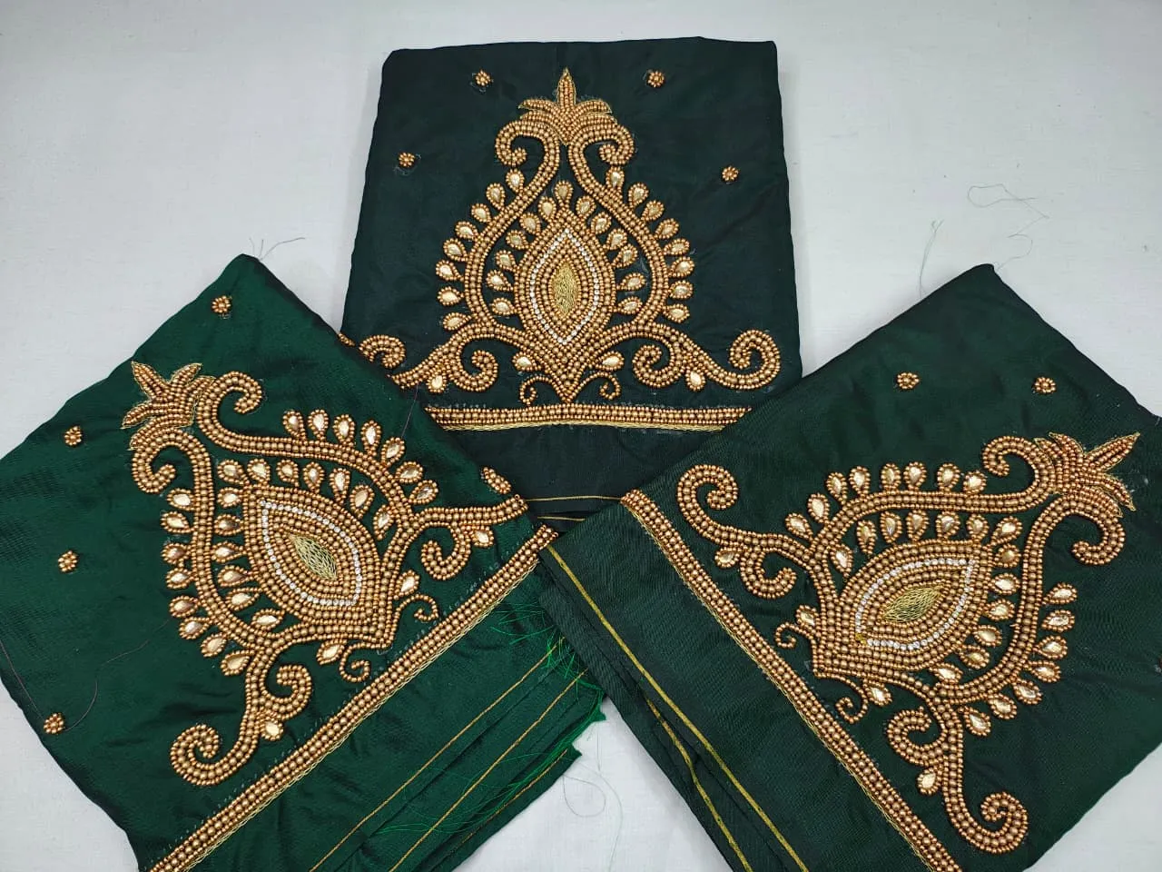 Latest Bottle Green Beads Maggam Work Blouse  ValueforMoney Designer Collection