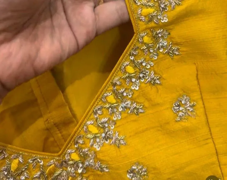 Latest Mustard Yellow Heavy Maggam Work Blouse  Grand Wedding Wear Design
