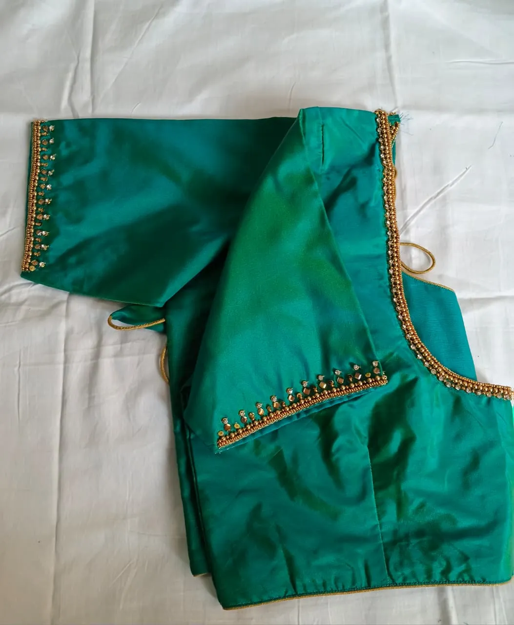 Latest Rama Green Maggam Work Blouse Budget-Friendly Designer Party Look - Image 2