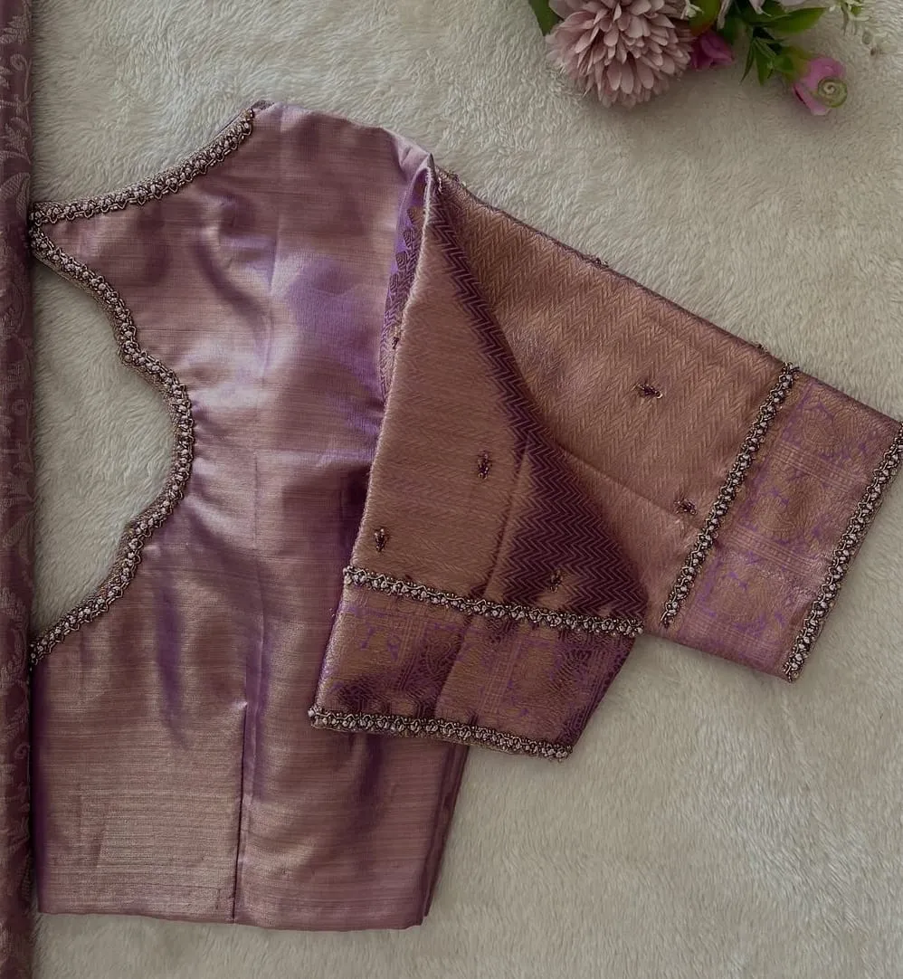 Light Lavender Designer Party Wear Blouse Custom Maggam Aari Work Saree Blouse  Handcrafted Elegant  Premium  Online Orders Wedding Festive