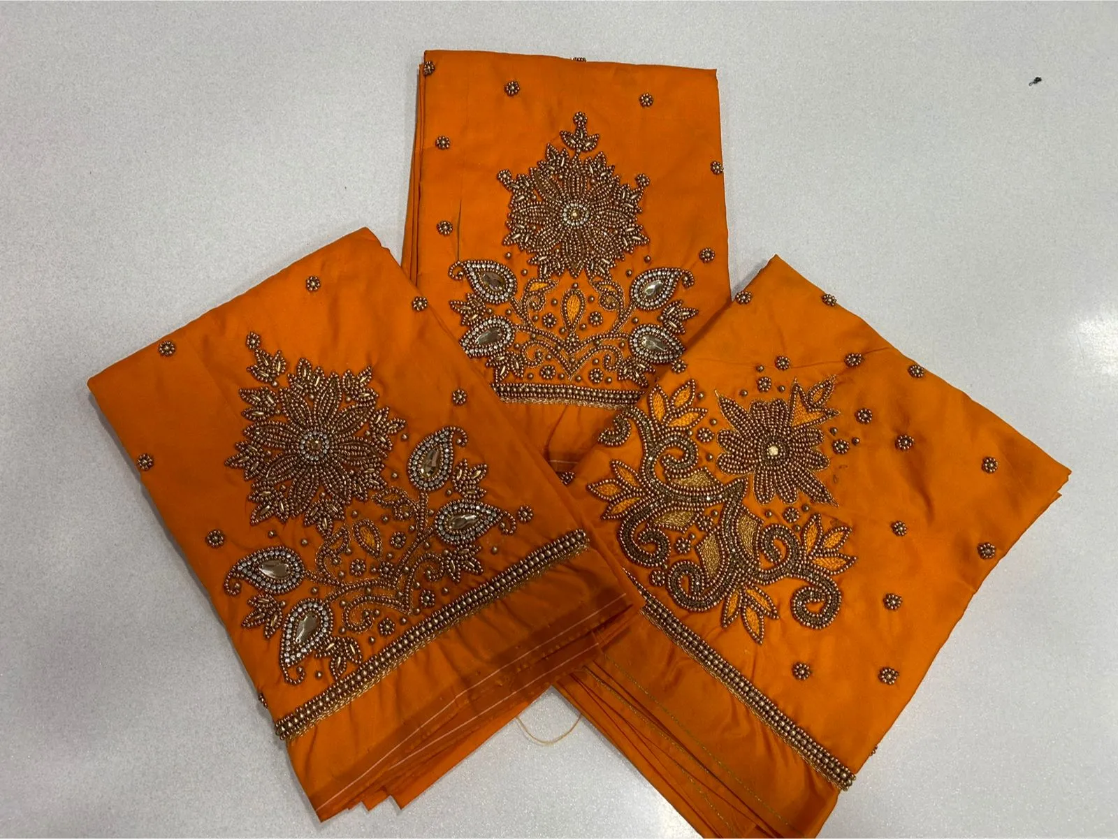 LIMITED OFFER Stunning Orange Maggam Work Blouse  Designer Silk Hand Embroidered Top
