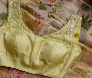 Traditional Bridal Maggam Work Blouse in LemonYellow