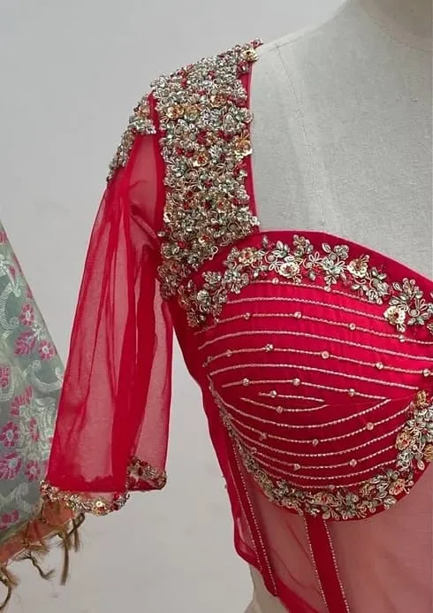 Luxury Red Corset Aari  Maggam Work Blouse  Shop Designer Bridal Wear Online