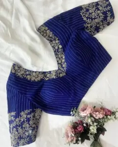 Traditi in onal Bridal Maggam Work Blouse in Blue