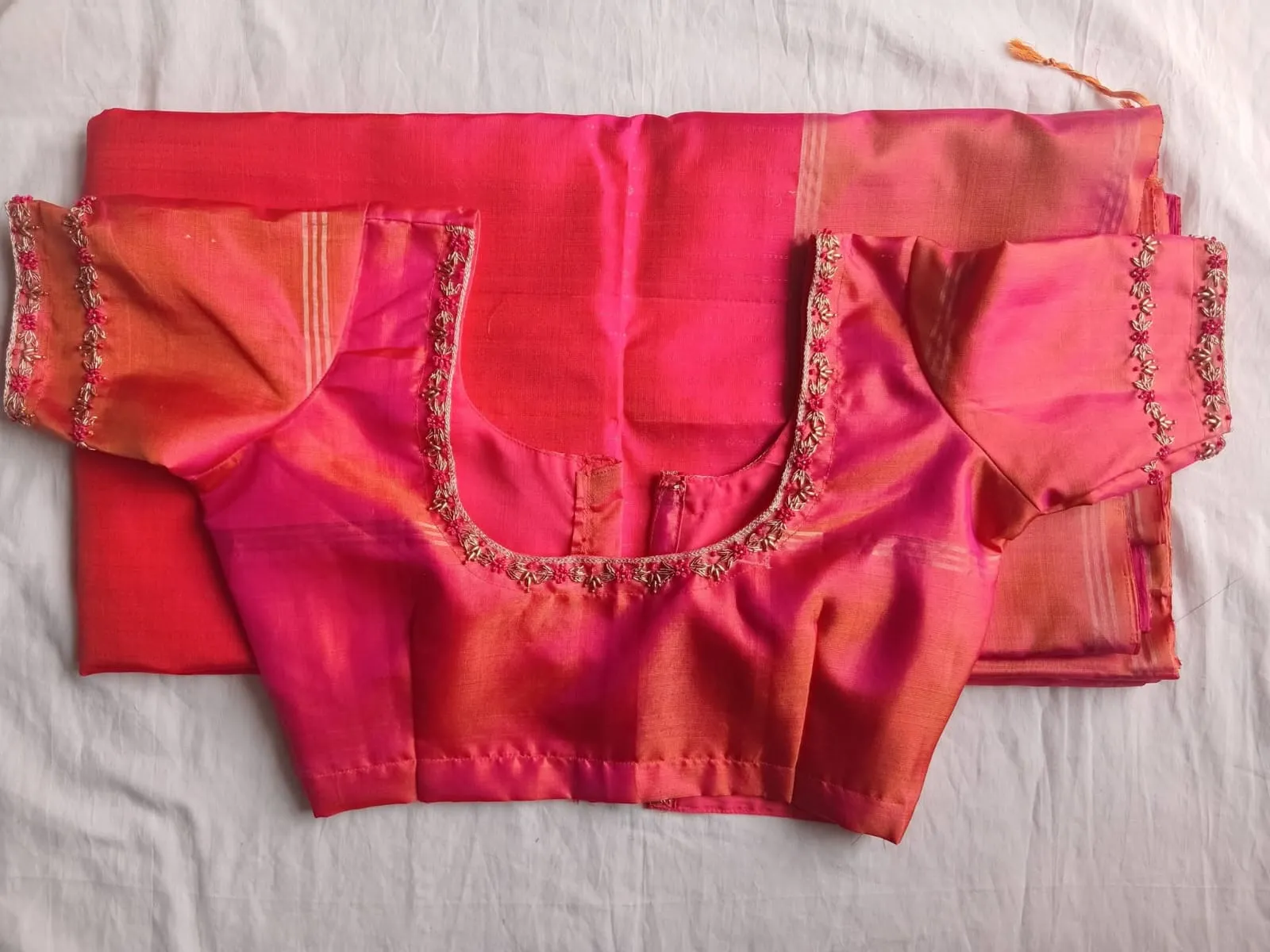 Must Have Peach Pink Maggam Blouse Luxurious Grand Wedding Design on a Budget - Image 2