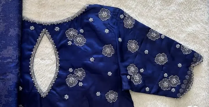 New Royal Blue Bridal Maggam Blouse Stunning Designer Look Unbeatable Price - Image 2