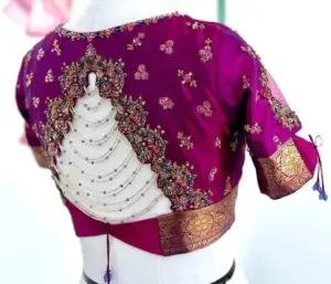 Traditional Bridal Maggam Work Blouse in Purple