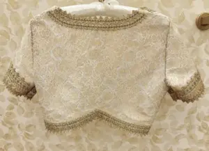 Traditional Bridal Maggam Work Blouse in creame