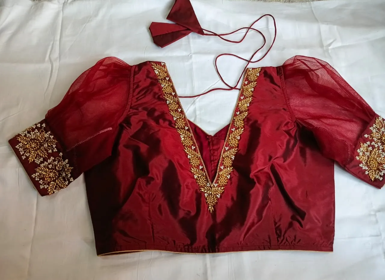 Premium Pink Net Maggam Blouse Latest Designer Fashion with High Elegance - Image 3