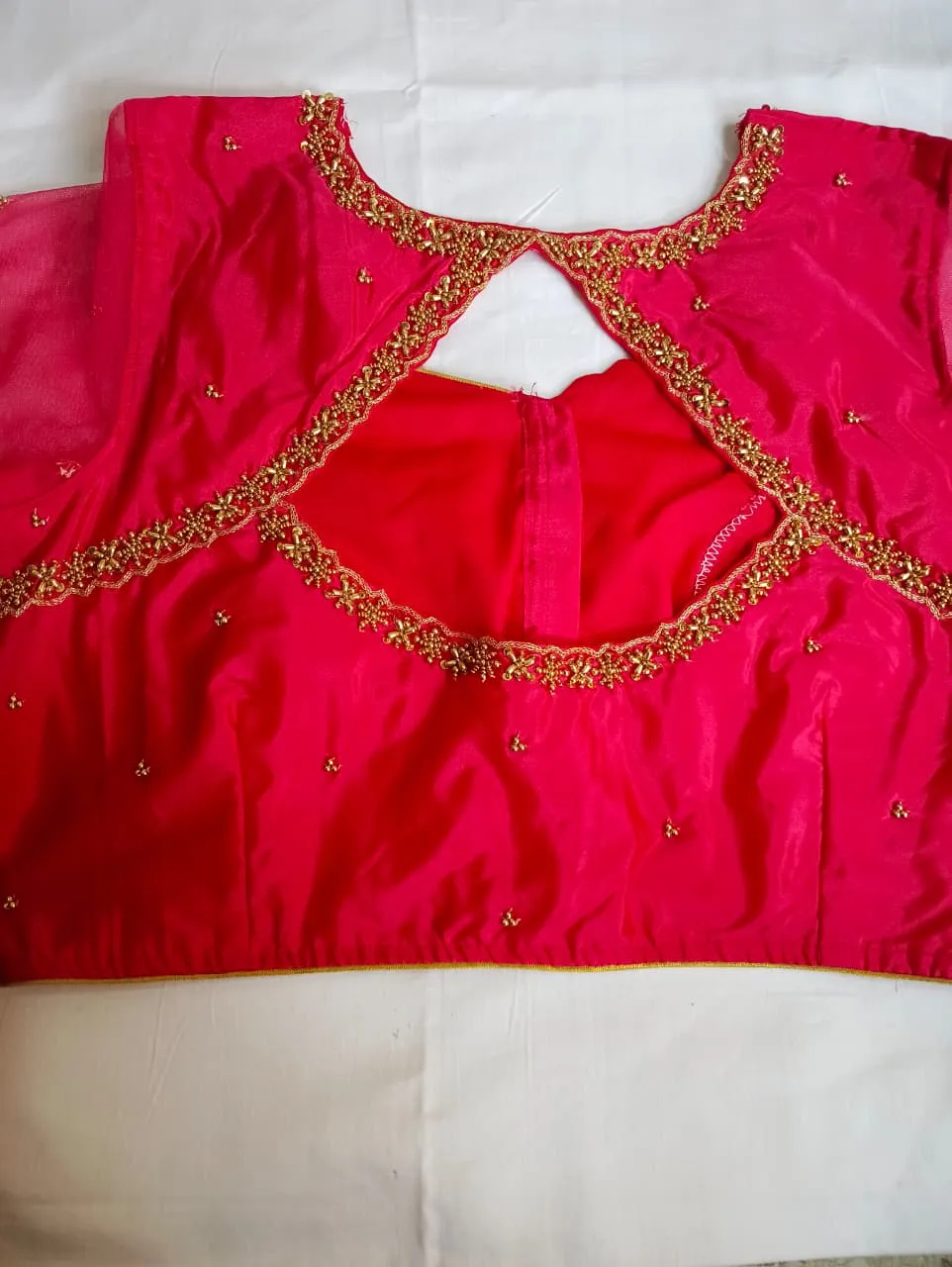 Premium Pink Net Maggam Blouse Latest Designer Fashion with High Elegance - Image 3