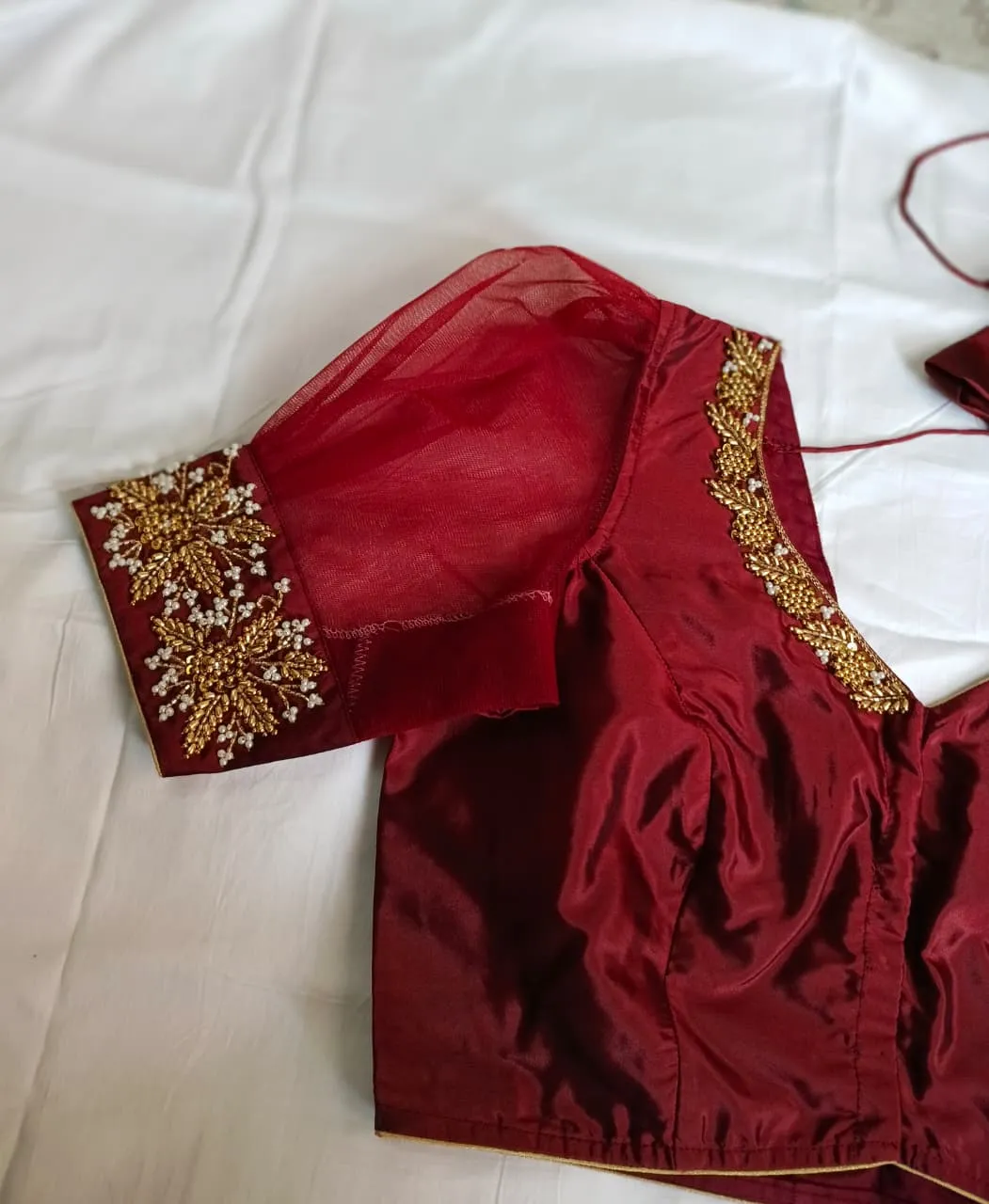 Premium Pink Net Maggam Blouse Latest Designer Fashion with High Elegance - Image 4