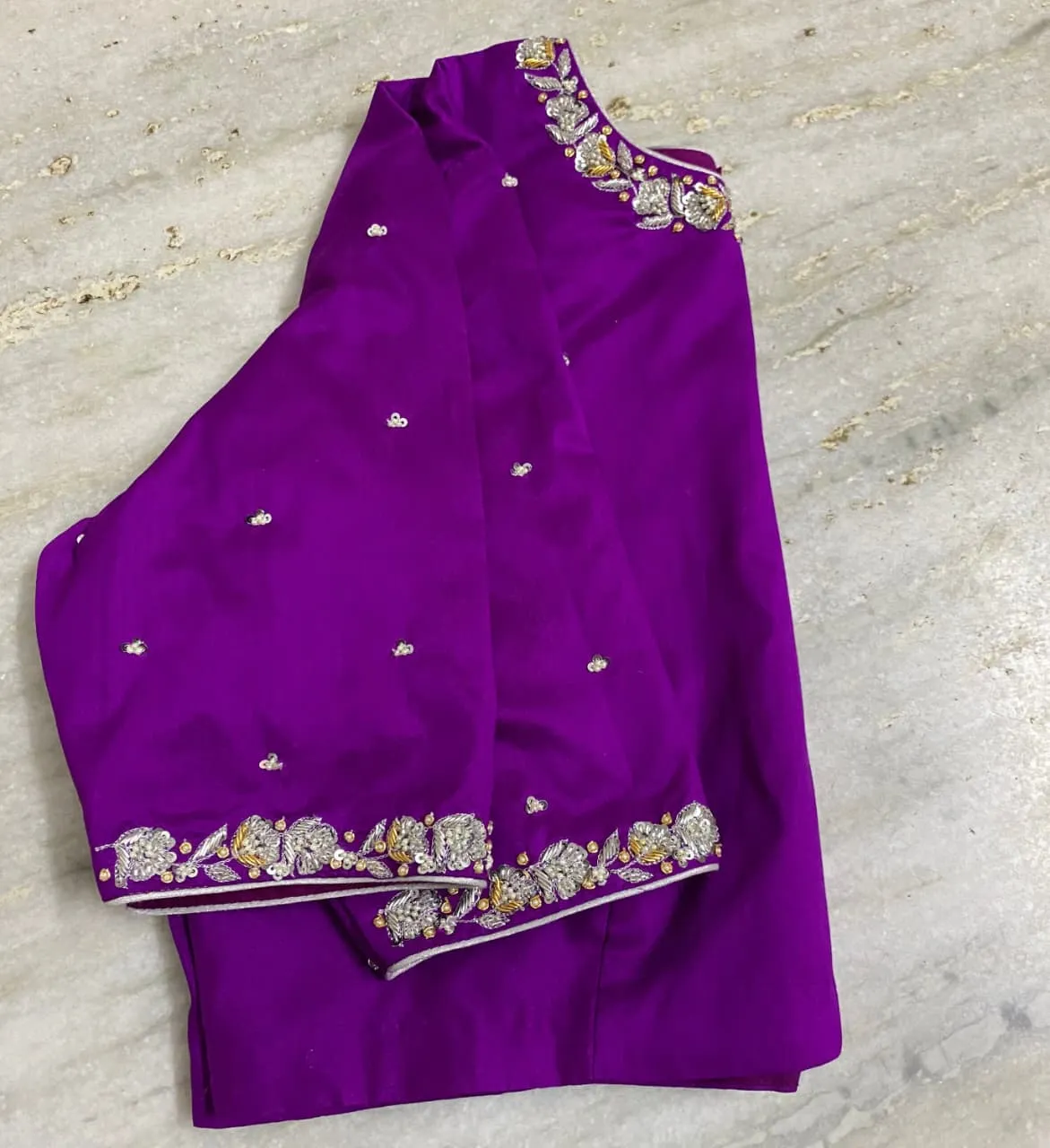 Purple Pink Simple Maggam Work Blouse Trending Affordable Ethnic Fashion
