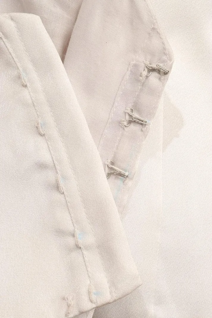 Ready-to-Wear White Organza BlouseTrendy Puff Sleeves Designer Saree Top - Image 2