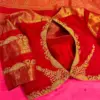 Traditional Bridal Maggam Work Blouse in Red and Gold