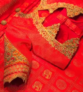 Traditional Bridal Maggam Work Blouse in Red