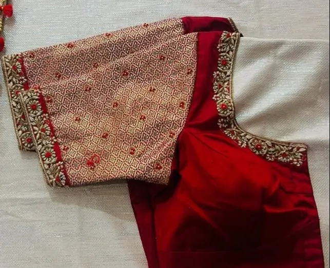 Reddish Maroon Designer Maggam Work Blouse  Latest Back Neck Pattern at a Budget Friendly Price