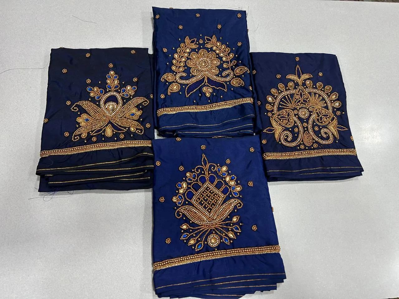 Regal Navy Blue BlouseIntricate Maggam Work Masterpiece Shop Now - Image 5