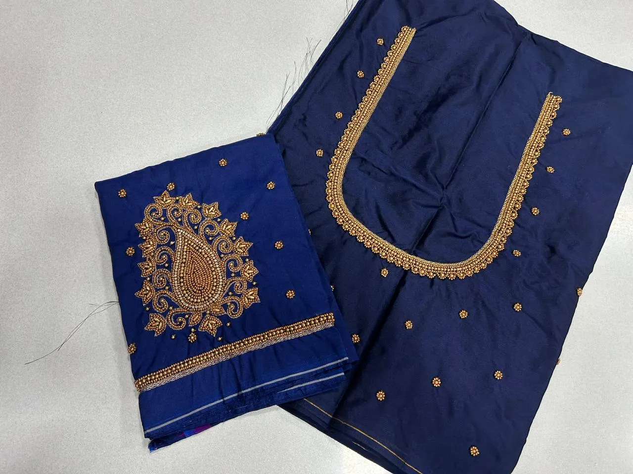 Regal Navy Blue BlouseIntricate Maggam Work Masterpiece Shop Now - Image 9