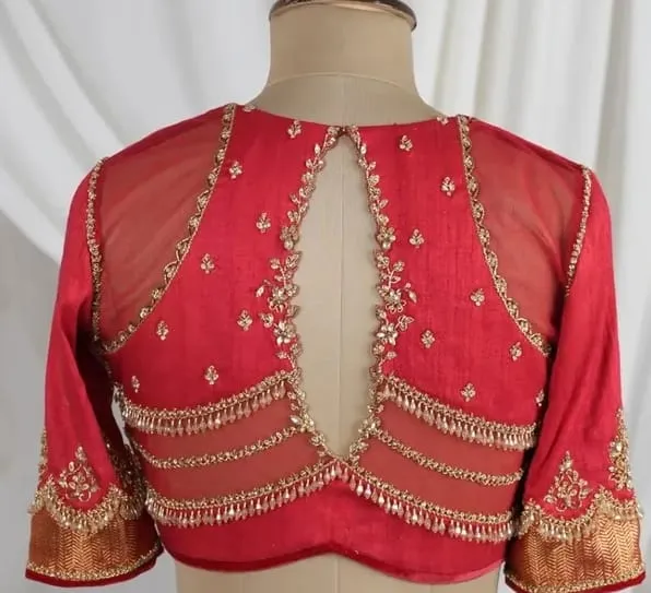 Royal Red Bridal Maggam Blouse  High Neck Elite Couture for Brides