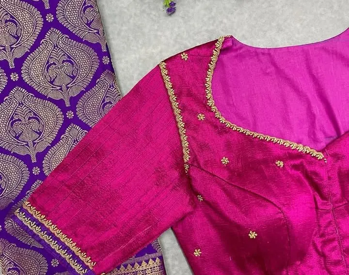Shop Rani Pink Heavy Maggam Work Blouse Celebrity Style High Quality Craftsmanship - Image 2