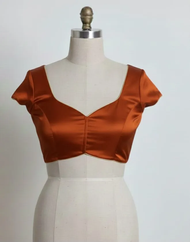 Sky Blue Silk Aliya Cut Short Sleeve Fancy Blouse  Ready to Wear  Trendy