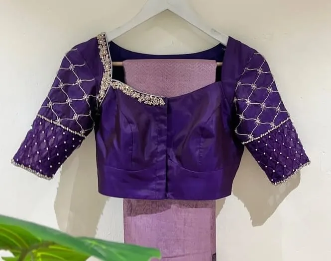 Steal the Show Stunning Blue Maggam Work Blouse Designer Wedding Style Unbelievable Price - Image 2