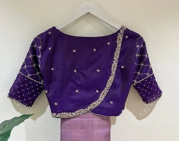 Steal the Show Stunning Blue Maggam Work Blouse Designer Wedding Style Unbelievable Price - Image 3