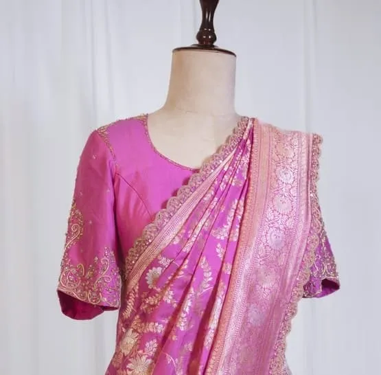 Stunning Budget Friendly Baby Pink Maggam Work Blouse  Premium Hand Embroidery