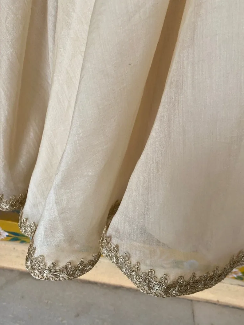 Stunning Halfwhite Maggam Work Long Gown Customised Party Wear for Elegance Glam - Image 2