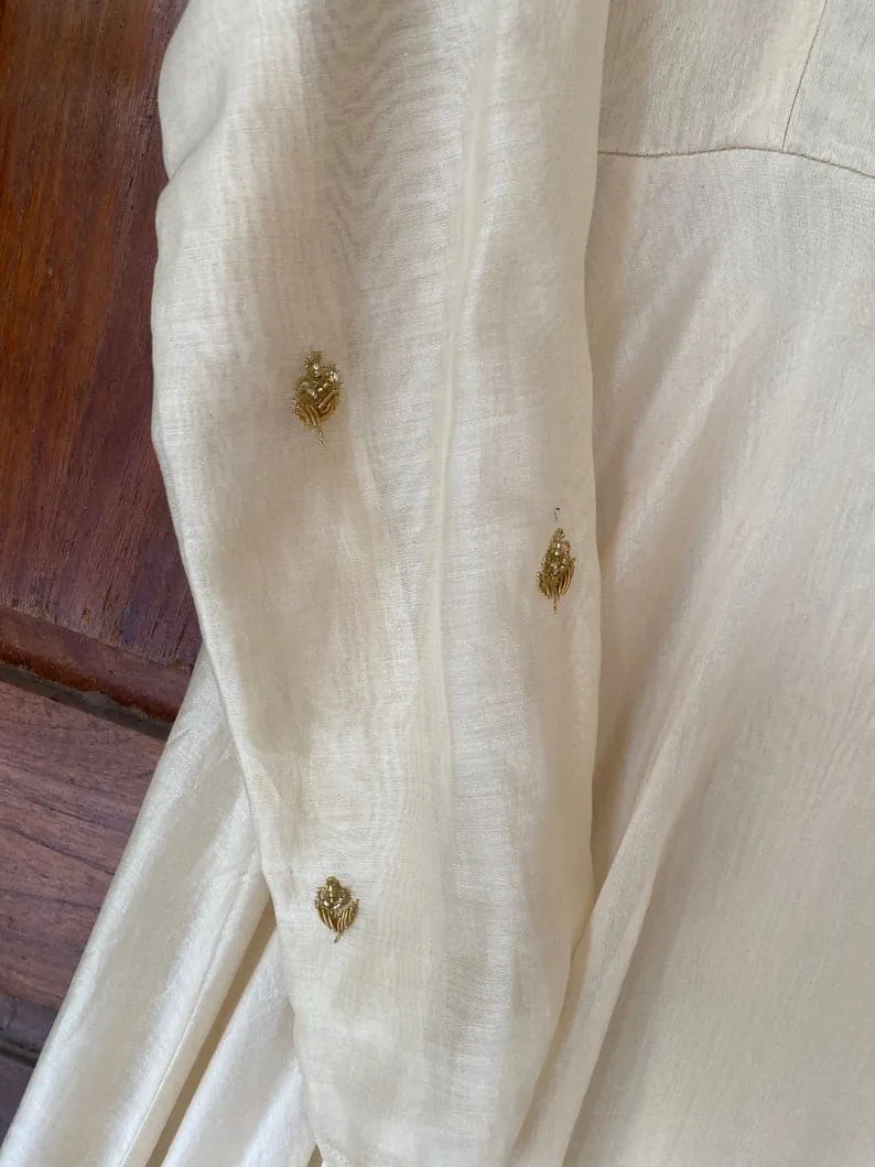 Stunning Halfwhite Maggam Work Long Gown Customised Party Wear for Elegance Glam - Image 4