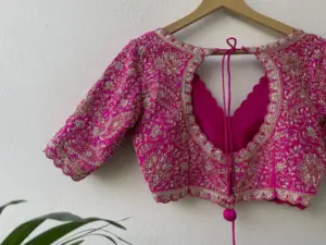 Traditional Bridal Maggam Work Blouse in Pink