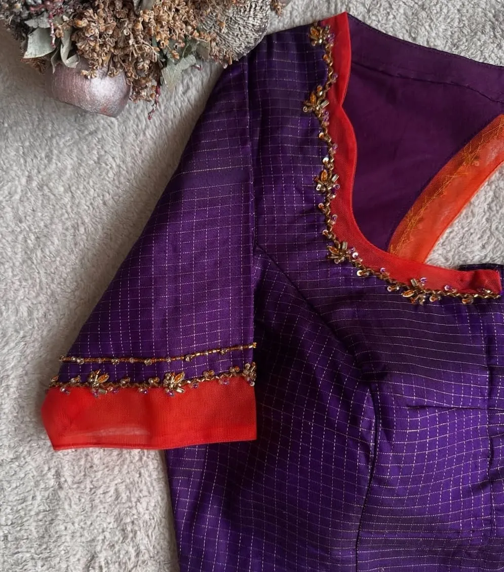 Stunning Purple  Red Designer Maggam Work Blouse  Perfect for Weddings  Festive Occasions